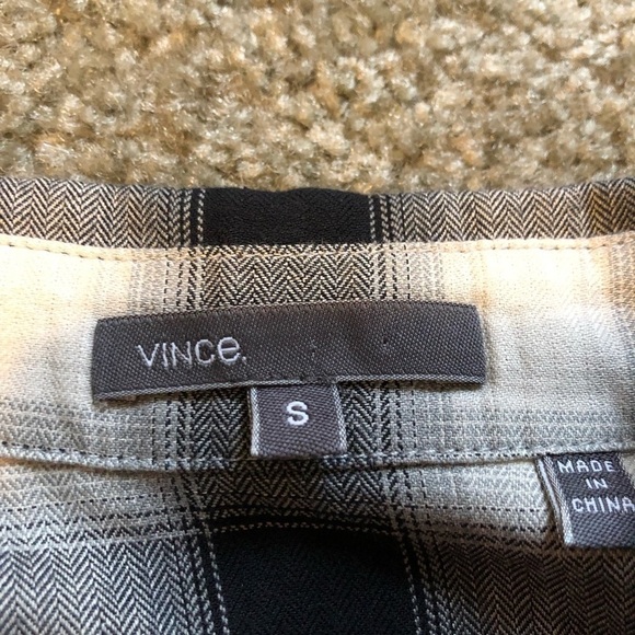Vince oversized plaid rolled button down plaid tunic top size small - Picture 4 of 8